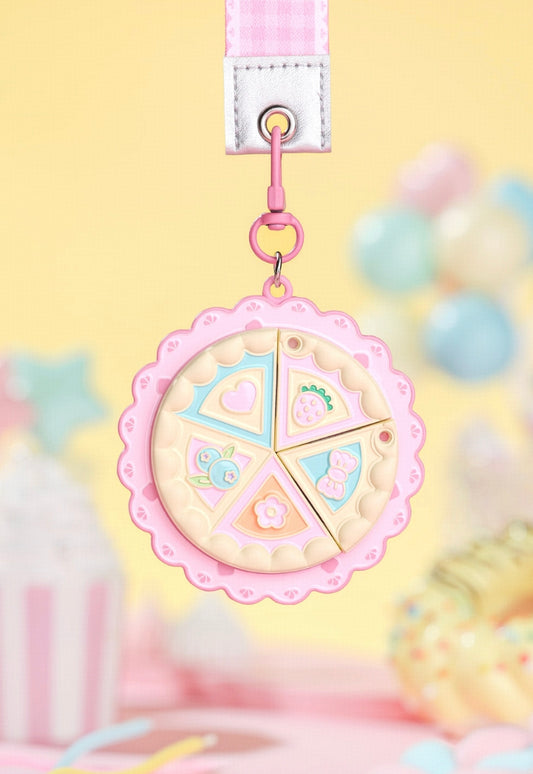 Macaron Dessert-Inspired Design, Irresistibly Cute

Designed in the shape of a scalloped round tart, it looks just like a slice of creamy pie. The five detachable sections feature adorable motifs including a heart, strawberry, bow, flower, and blueberry. Soft shades of pink, cream, light blue, and warm orange create a gentle, low-saturation palette with a sweet, pastel aesthetic. The matte finish offers a smooth, velvety texture that feels premium in hand.