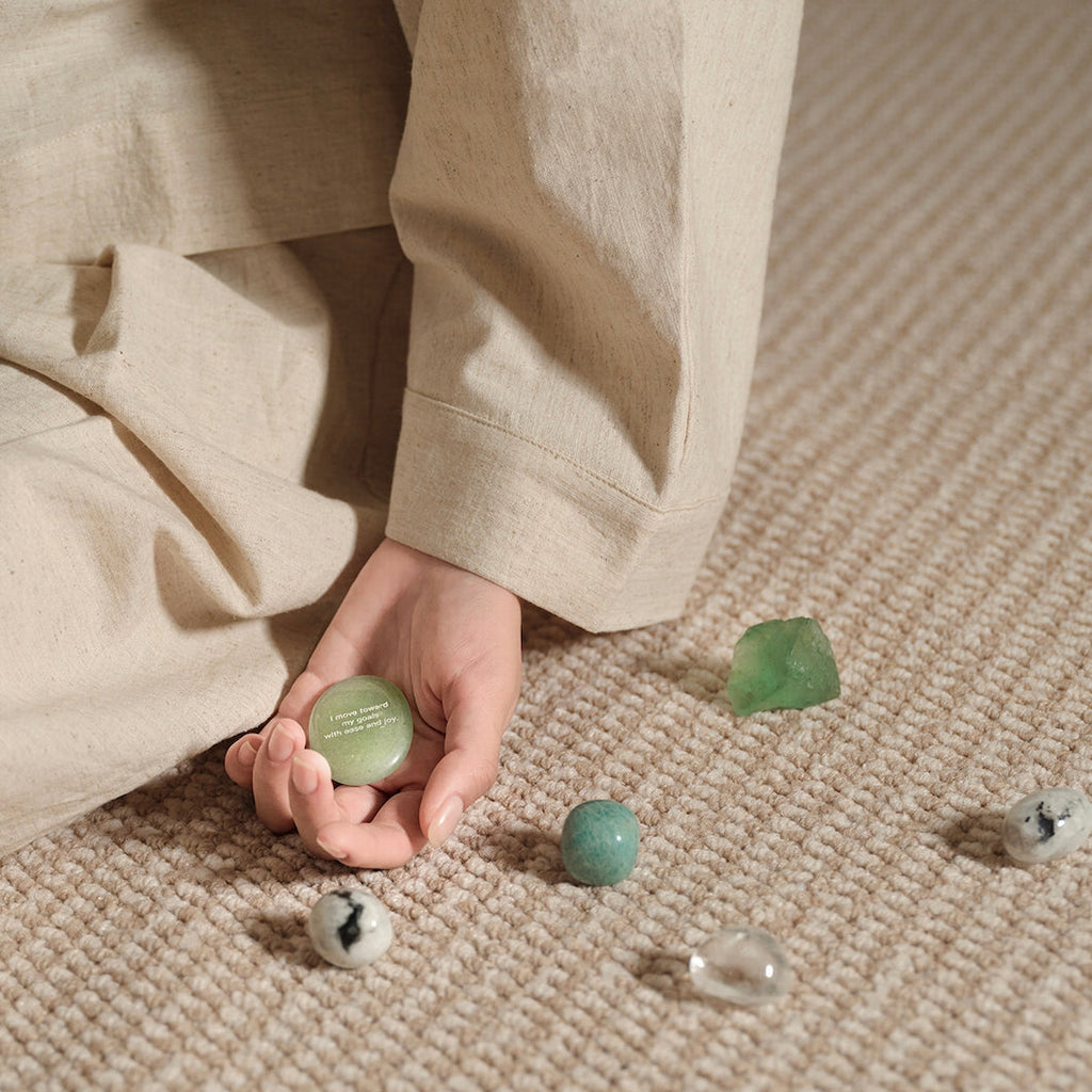 Verdant Forest Series – Meditation Stone Set (Quartz, Fluorite, Prehnite, Amazonite, Moonstone & Quartz Jade)