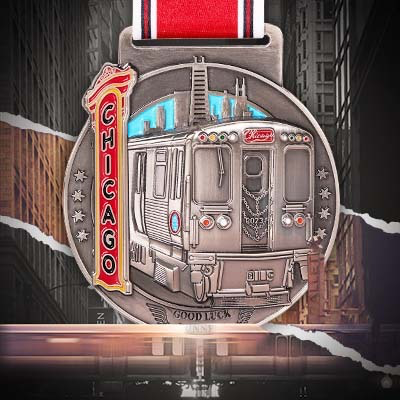 The Chicago Theatre marquee is featured to represent the city’s name,
capturing the grandeur of the streets as night falls.
With the speed of the runners, their proud silhouettes, and the blending of cultures,
perhaps this should be your next destination.
GOOD LUCK RUNNERS—may every runner discover the best version of themselves on the road.


